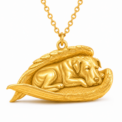 Soulyshine Irish Wolfhound The Sleeping Angel – Personalized Pet Necklace - 18K Gold Vermeil front