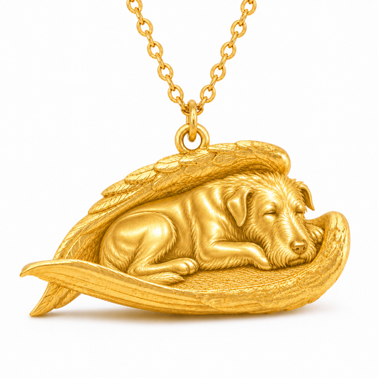 Soulyshine Irish Wolfhound The Sleeping Angel – Personalized Pet Necklace - 18K Gold Vermeil front