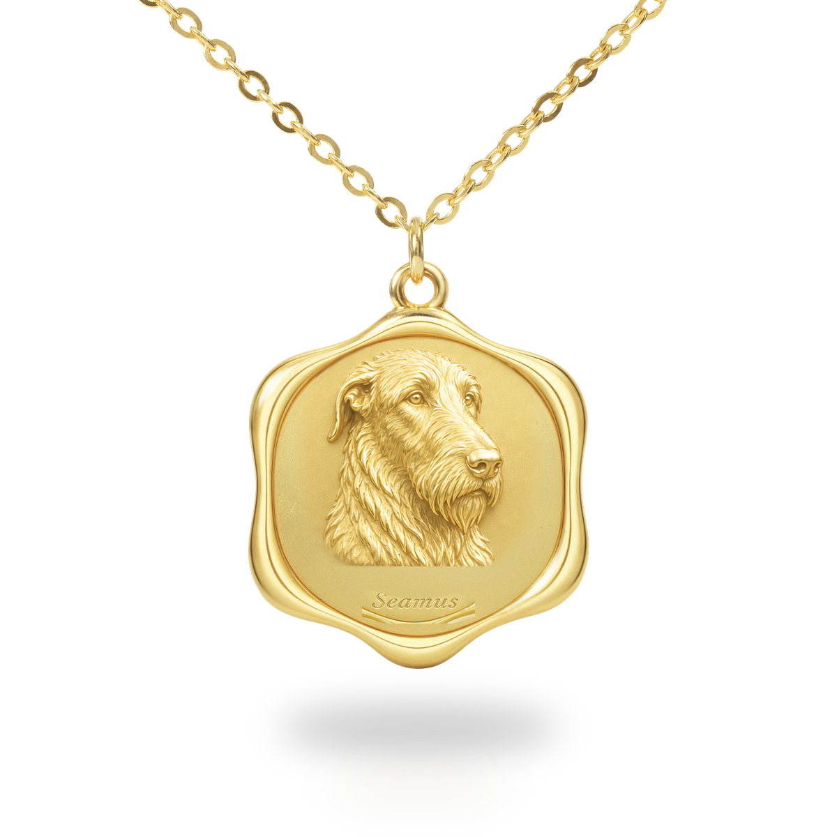 Soulyshine Irish Wolfhound Precious Paw personalized pet photo necklace - 18K Gold Vermeil front