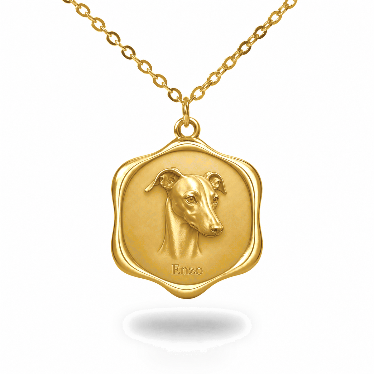 Soulyshine Italian Greyhound Precious Paw personalized pet photo necklace - 18K Gold Vermeil front