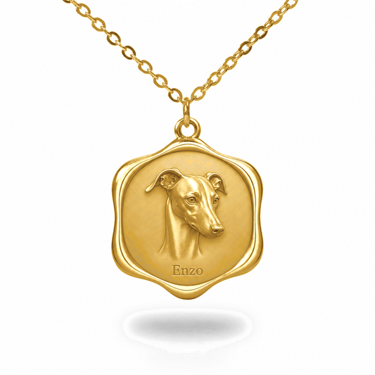 Soulyshine Italian Greyhound Precious Paw personalized pet photo necklace - 18K Gold Vermeil front