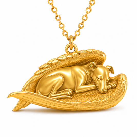 Soulyshine Italian Greyhound The Sleeping Angel – Personalized Pet Necklace - 18K Gold Vermeil front