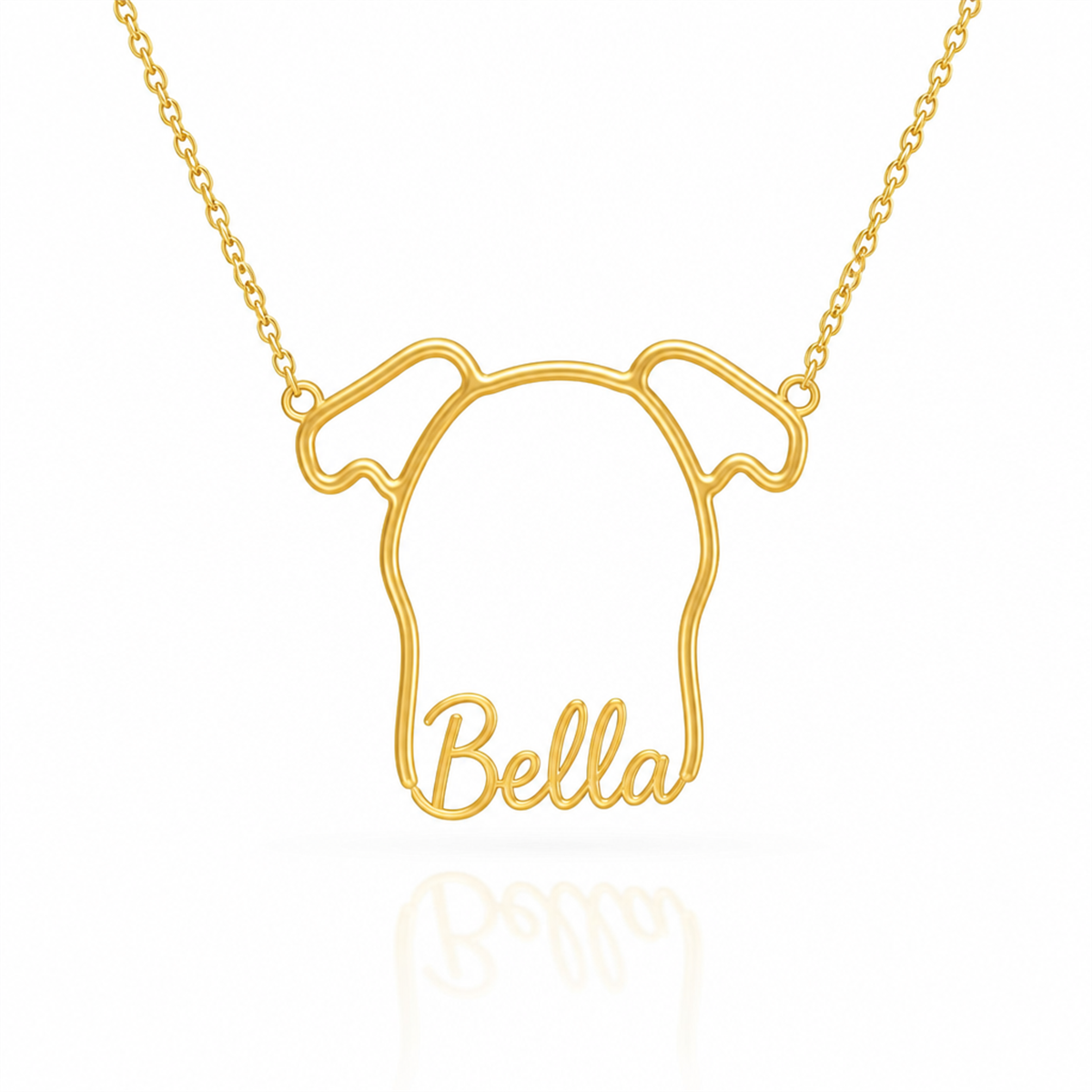Soulyshine Italian Greyhound personalized outline pet face and name necklace in gold