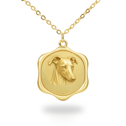 Soulyshine Italian Greyhound Precious Paw personalized pet photo necklace - 18K Gold Vermeil front