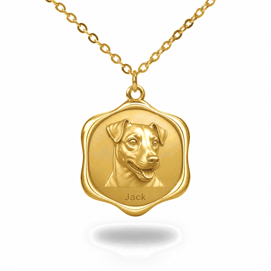 Soulyshine Jack Russell Terrier Precious Paw personalized pet photo necklace - 18K Gold Vermeil front