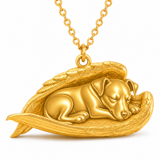 Soulyshine Jack Russell Terrier The Sleeping Angel – Personalized Pet Necklace - 18K Gold Vermeil front