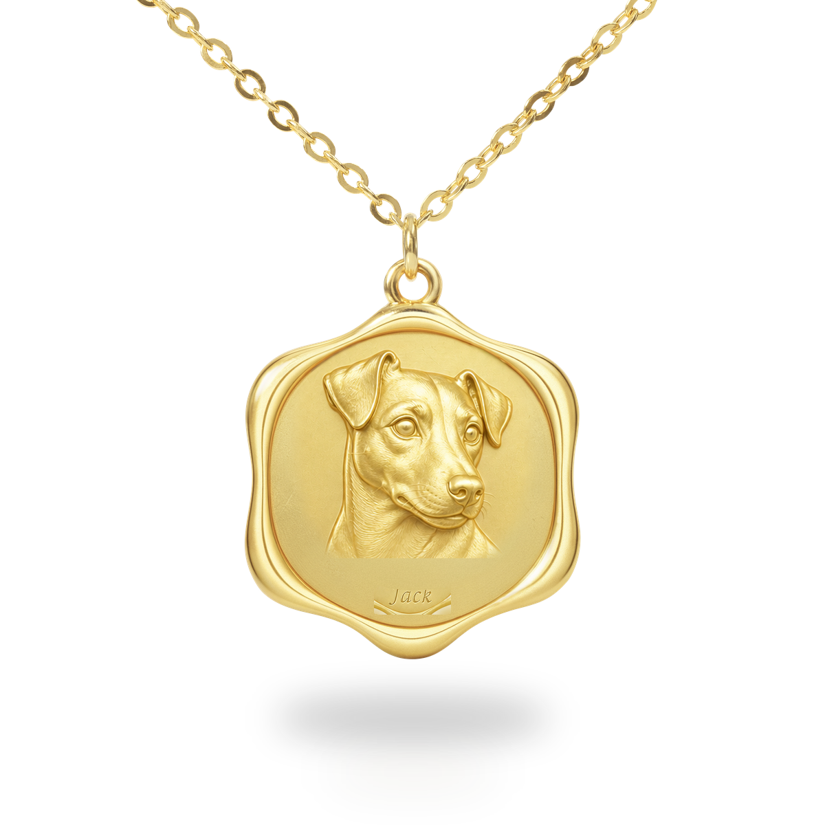 Soulyshine Jack Russell Terrier Precious Paw personalized pet photo necklace - 18K Gold Vermeil front