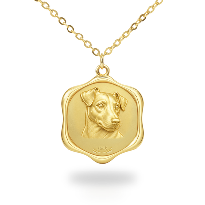 Soulyshine Jack Russell Terrier Precious Paw personalized pet photo necklace - 18K Gold Vermeil front