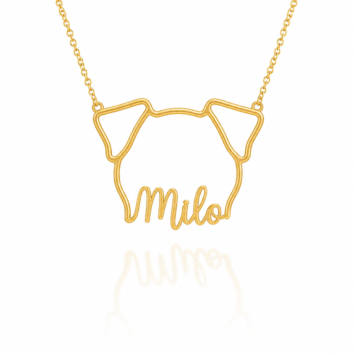 Soulyshine Jack Russell Terrier personalized outline pet face and name necklace in gold