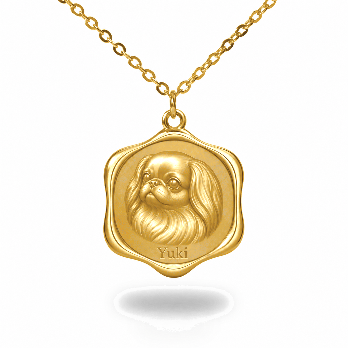 Soulyshine Japanese Chin Precious Paw personalized pet photo necklace - 18K Gold Vermeil front