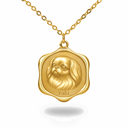 Soulyshine Japanese Chin Precious Paw personalized pet photo necklace - 18K Gold Vermeil front