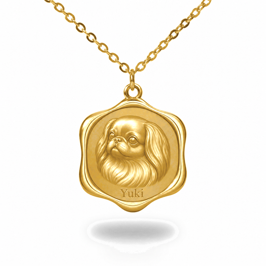 Soulyshine Japanese Chin Precious Paw personalized pet photo necklace - 18K Gold Vermeil front