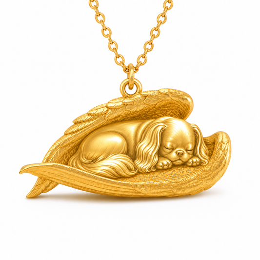 Soulyshine Japanese Chin The Sleeping Angel – Personalized Pet Necklace - 18K Gold Vermeil front