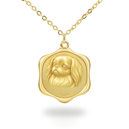 Soulyshine Japanese Chin Precious Paw personalized pet photo necklace - 18K Gold Vermeil front