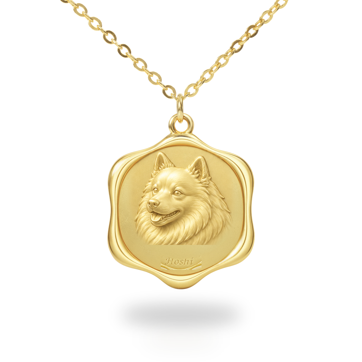 Soulyshine Japanese Spitz Precious Paw personalized pet photo necklace - 18K Gold Vermeil front