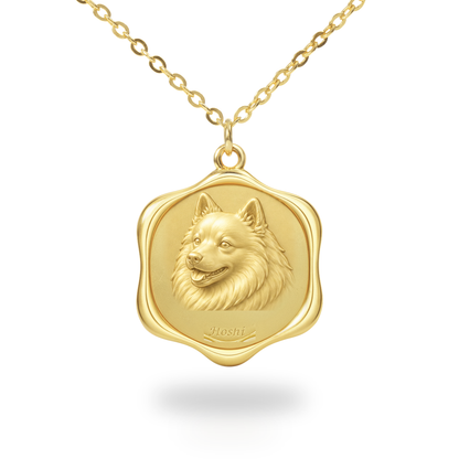 Soulyshine Japanese Spitz Precious Paw personalized pet photo necklace - 18K Gold Vermeil front