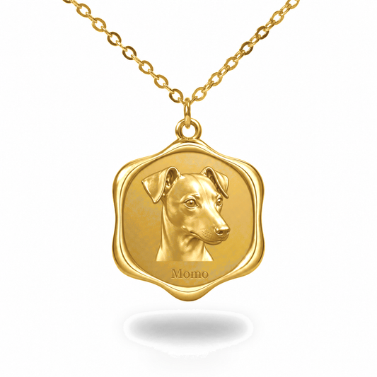 Soulyshine Japanese Terrier Precious Paw personalized pet photo necklace - 18K Gold Vermeil front