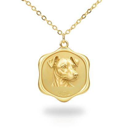 Soulyshine Japanese Terrier Precious Paw personalized pet photo necklace - 18K Gold Vermeil front