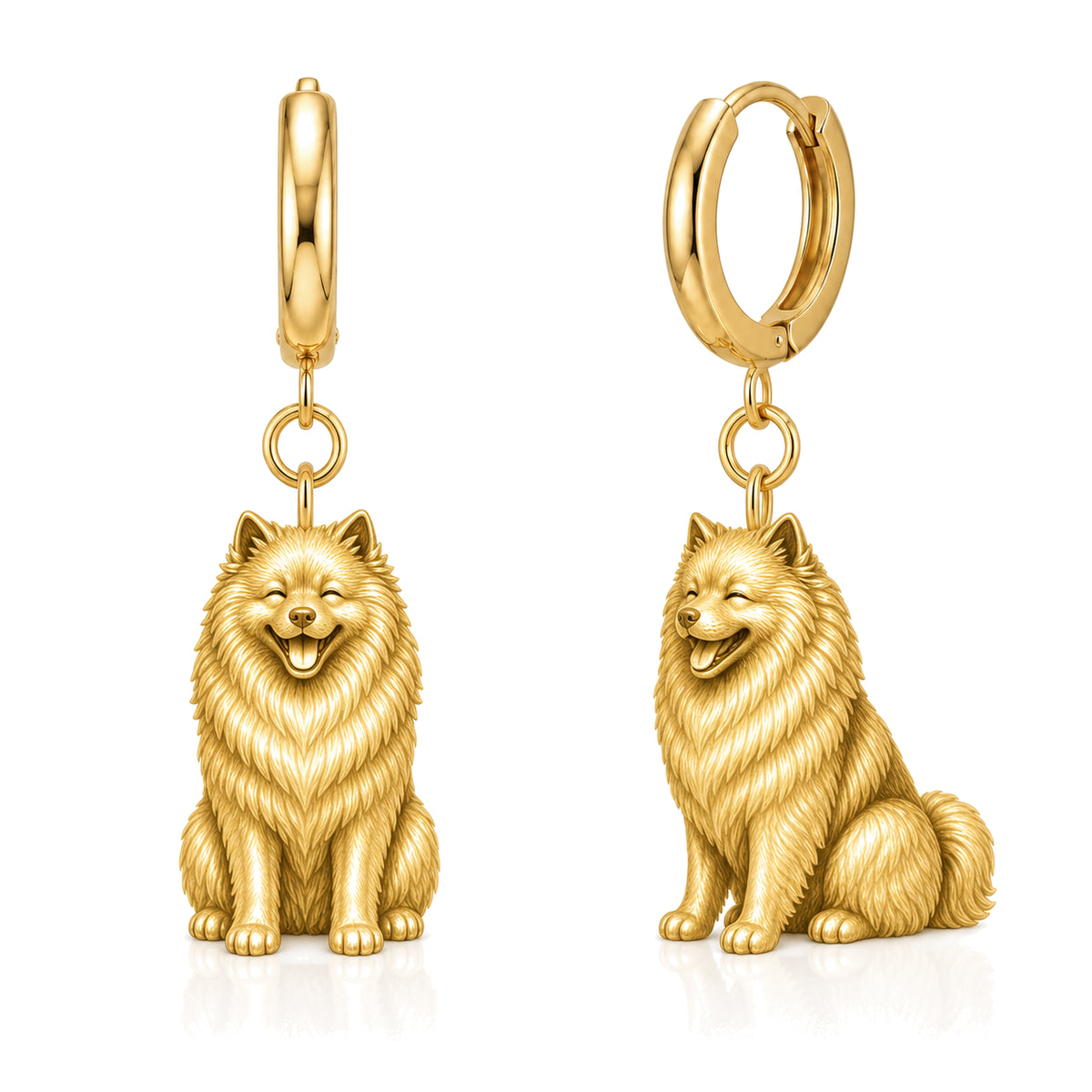 Keeshond personalized companion handcrafted huggie earrings