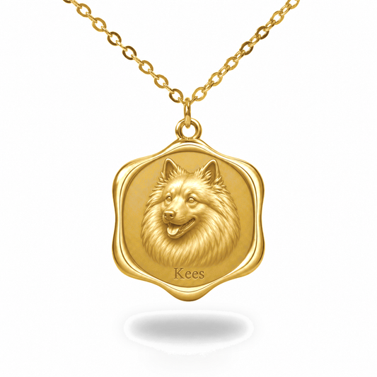Soulyshine Keeshond Precious Paw personalized pet photo necklace - 18K Gold Vermeil front