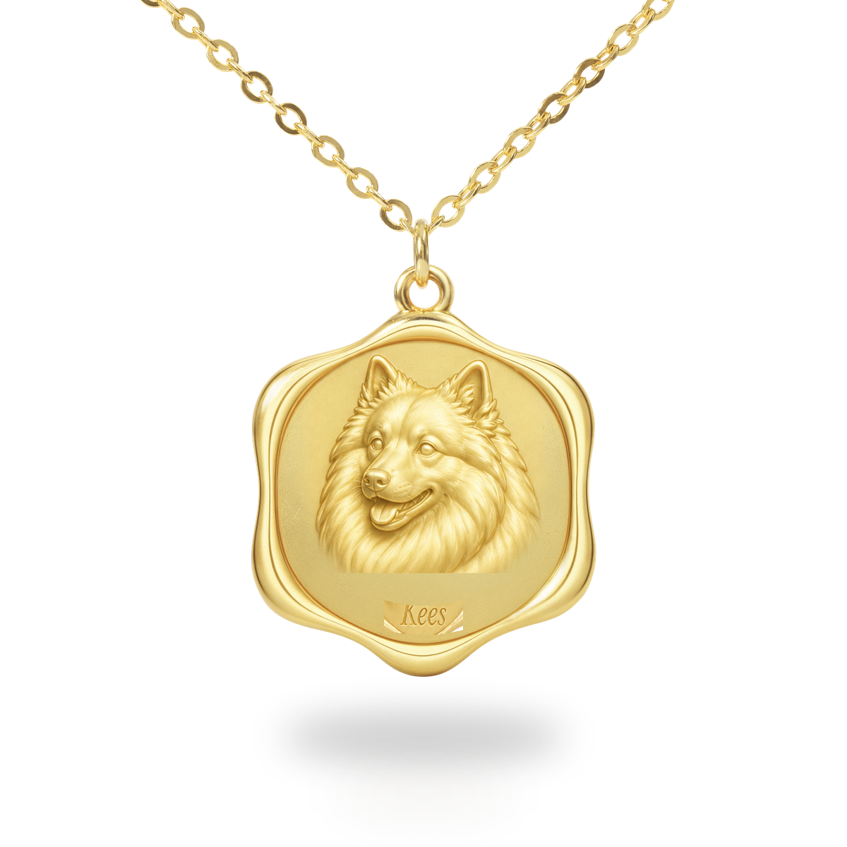Soulyshine Keeshond Precious Paw personalized pet photo necklace - 18K Gold Vermeil front