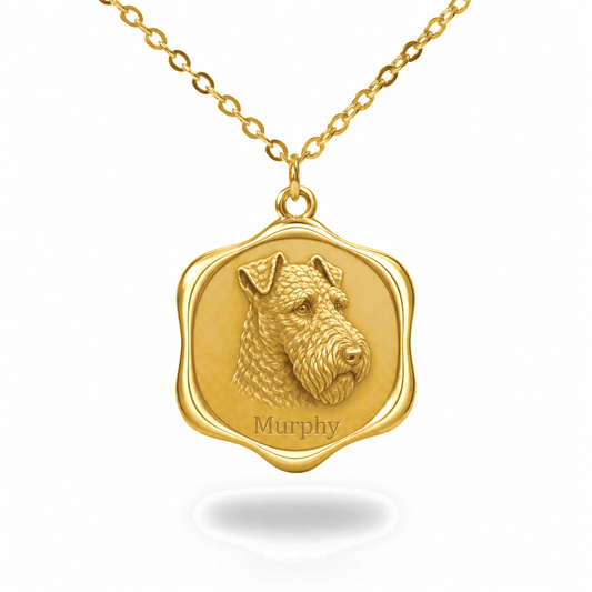 Soulyshine Kerry Blue Terrier Precious Paw personalized pet photo necklace - 18K Gold Vermeil front