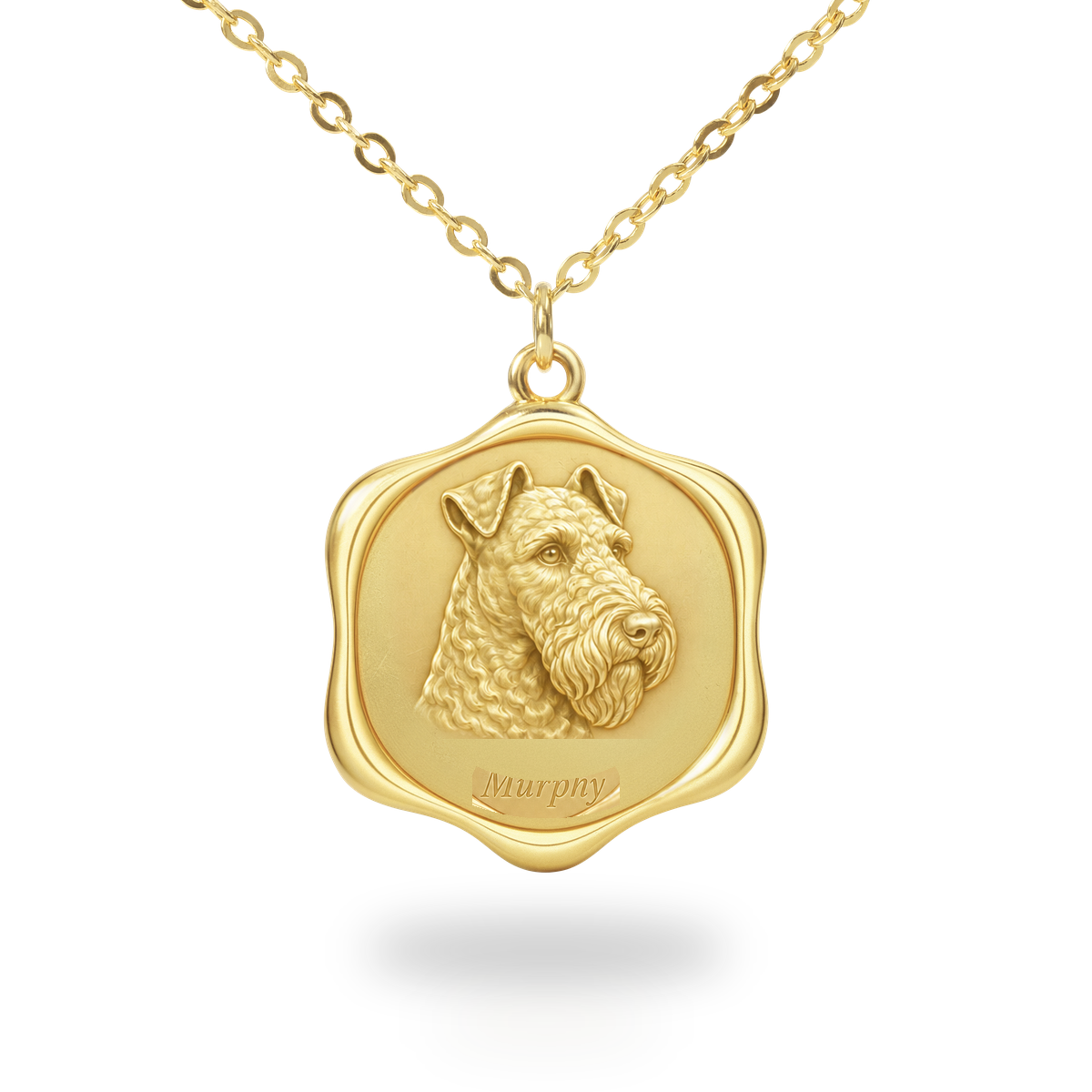 Soulyshine Kerry Blue Terrier Precious Paw personalized pet photo necklace - 18K Gold Vermeil front