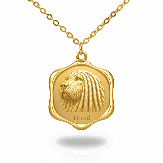 Soulyshine Komondor Precious Paw personalized pet photo necklace - 18K Gold Vermeil front