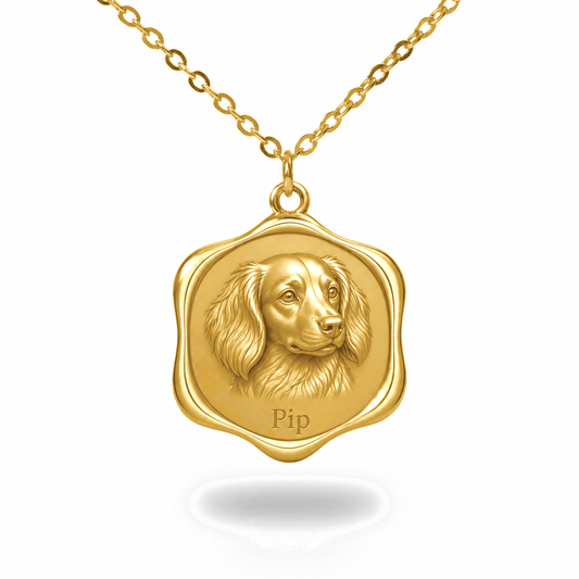 Soulyshine Kooikerhondje Precious Paw personalized pet photo necklace - 18K Gold Vermeil front