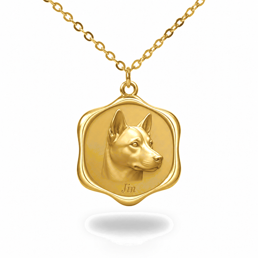 Soulyshine Korean Jindo Precious Paw personalized pet photo necklace - 18K Gold Vermeil front