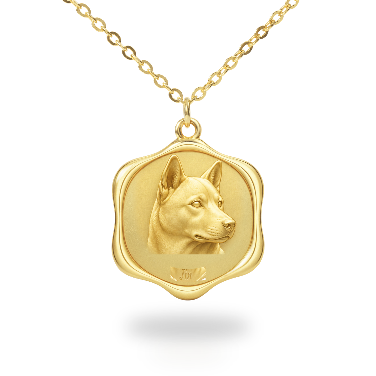 Soulyshine Korean Jindo Precious Paw personalized pet photo necklace - 18K Gold Vermeil front