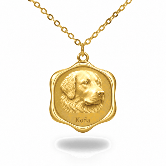 Soulyshine Kuvasz Precious Paw personalized pet photo necklace - 18K Gold Vermeil front