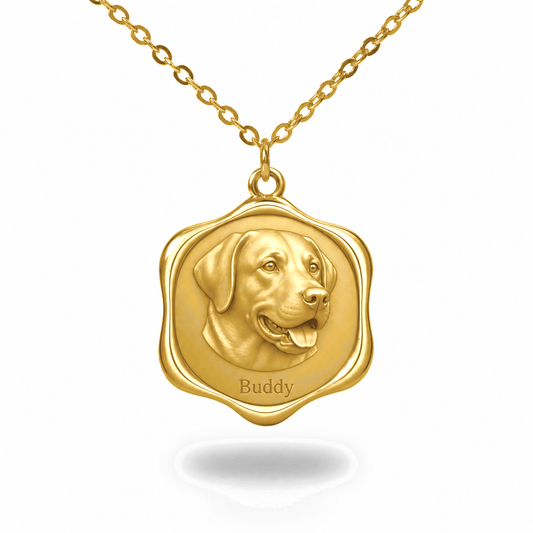 Soulyshine Labrador Retriever Precious Paw personalized pet photo necklace - 18K Gold Vermeil front