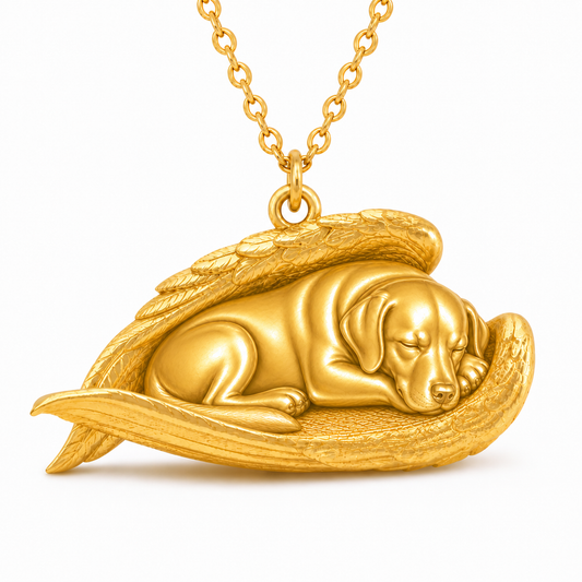 Soulyshine Labrador Retriever The Sleeping Angel – Personalized Pet Necklace - 18K Gold Vermeil front