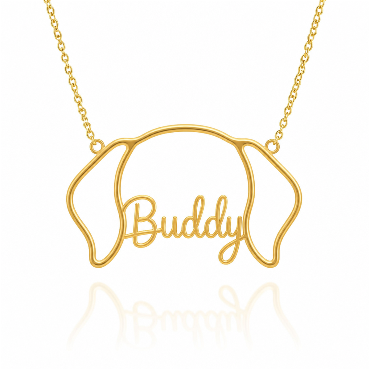 Soulyshine Labrador Retriever personalized outline pet face and name necklace in gold