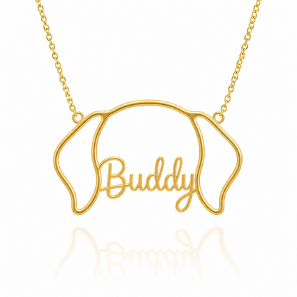 Soulyshine Labrador Retriever personalized outline pet face and name necklace in gold