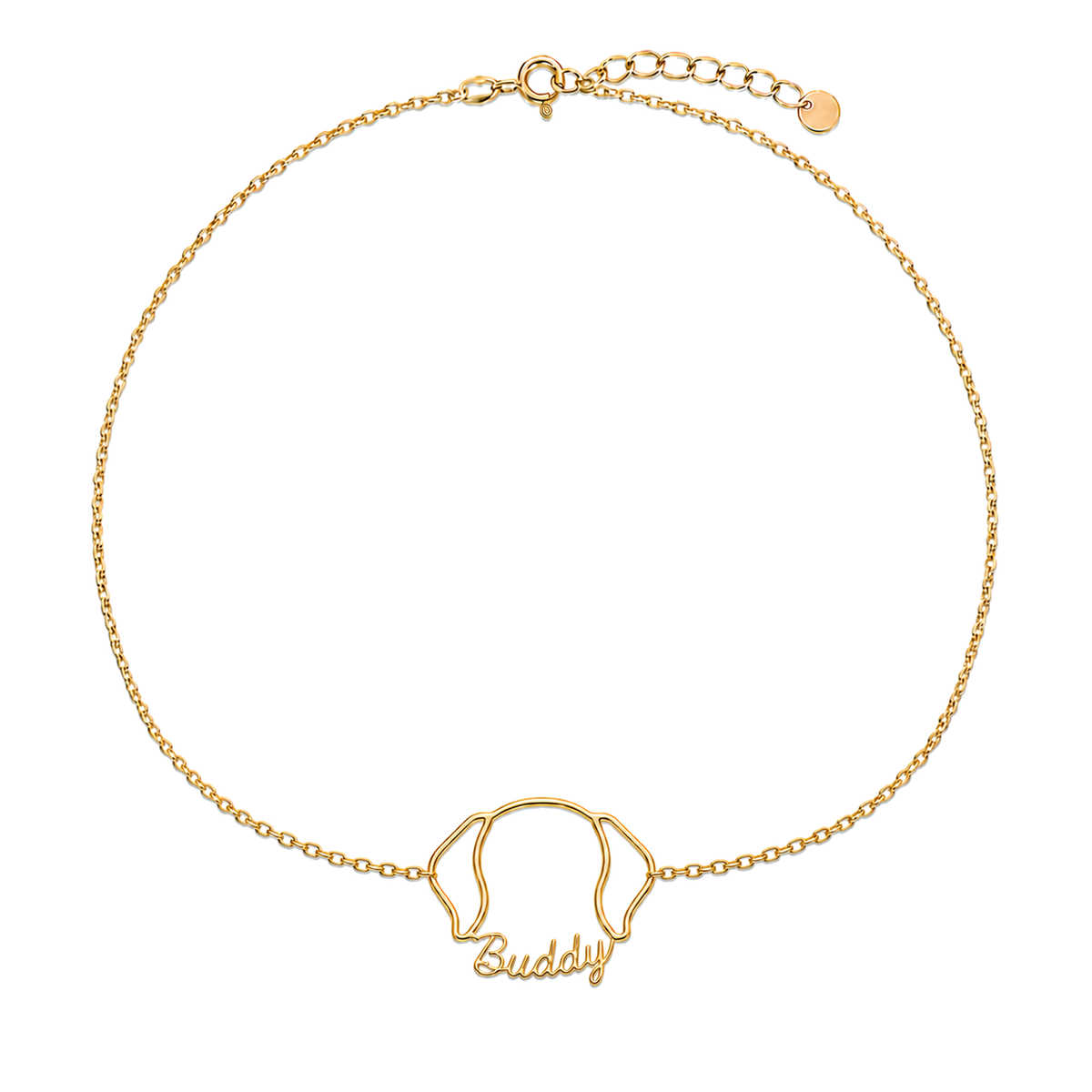 Soulyshine Labrador Retriever Whisper Outline pet face and Buddy name handcrafted bracelet - 18K Gold Vermeil front
