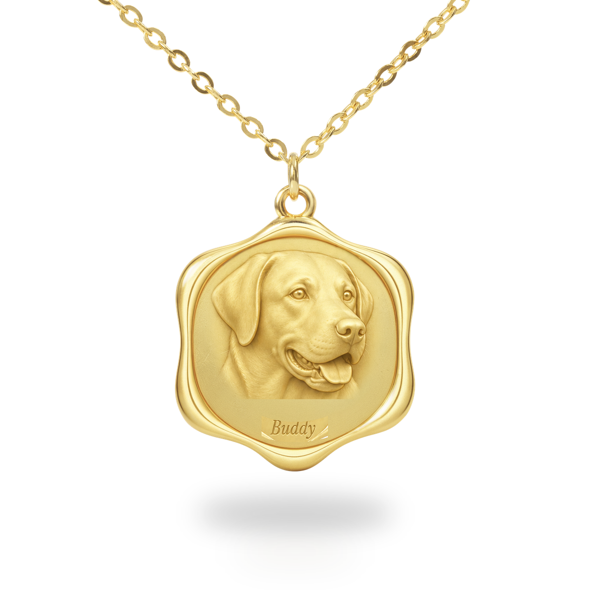 Soulyshine Labrador Retriever Precious Paw personalized pet photo necklace - 18K Gold Vermeil front