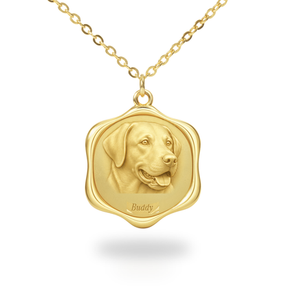 Soulyshine Labrador Retriever Precious Paw personalized pet photo necklace - 18K Gold Vermeil front