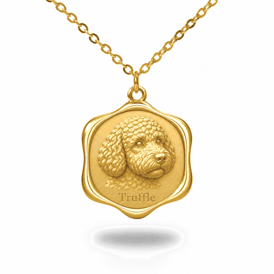 Soulyshine Lagotto Romagnolo Precious Paw personalized pet photo necklace - 18K Gold Vermeil front