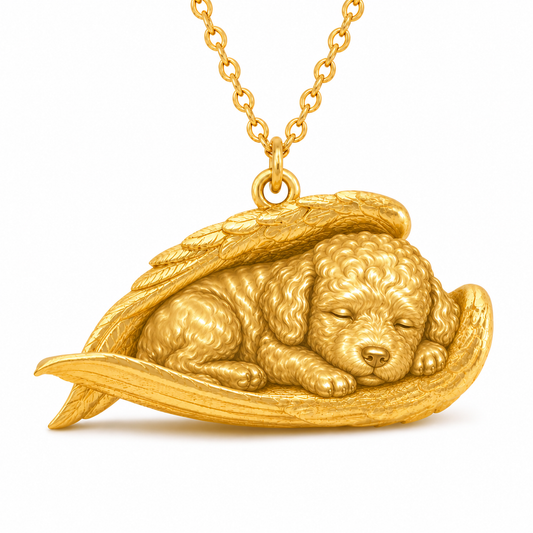 Soulyshine Lagotto Romagnolo The Sleeping Angel – Personalized Pet Necklace - 18K Gold Vermeil front