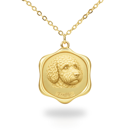 Soulyshine Lagotto Romagnolo Precious Paw personalized pet photo necklace - 18K Gold Vermeil front