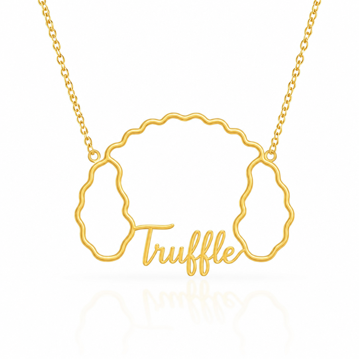 Soulyshine Lagotto Romagnolo personalized outline pet face and name necklace in gold