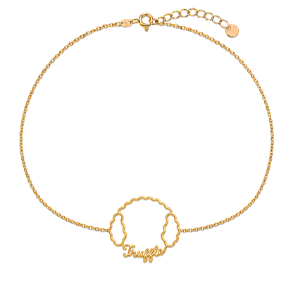 Soulyshine Lagotto Romagnolo Whisper Outline pet face and Truffle name handcrafted bracelet - 18K Gold Vermeil front