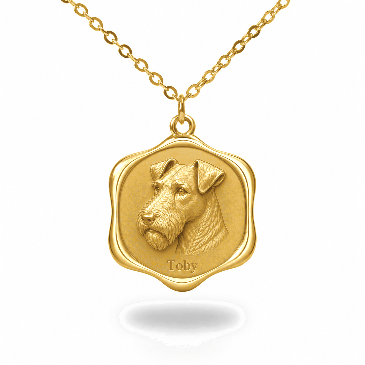 Soulyshine Lakeland Terrier Precious Paw personalized pet photo necklace - 18K Gold Vermeil front
