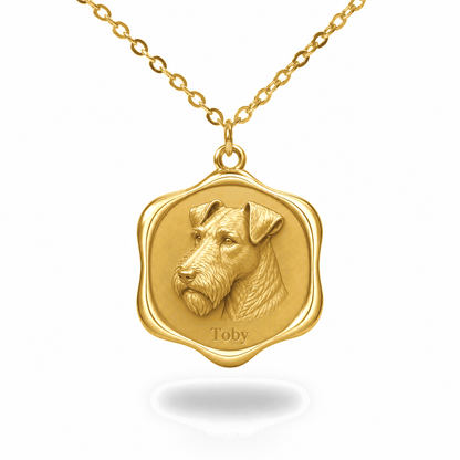 Soulyshine Lakeland Terrier Precious Paw personalized pet photo necklace - 18K Gold Vermeil front
