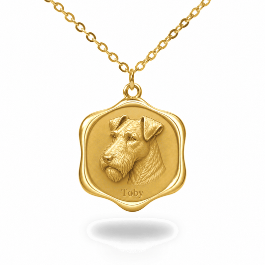 Soulyshine Lakeland Terrier Precious Paw personalized pet photo necklace - 18K Gold Vermeil front