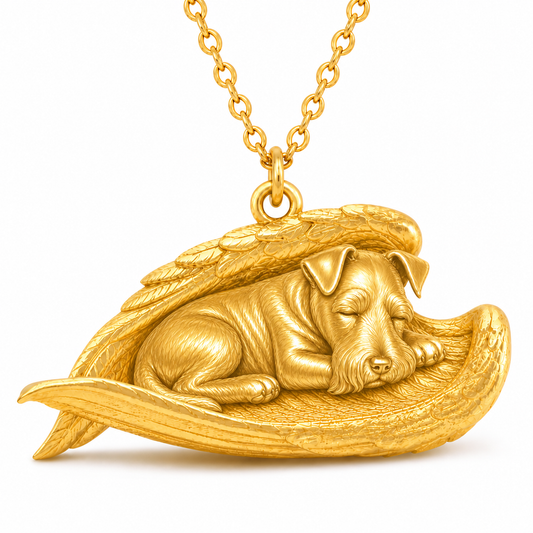 Soulyshine Lakeland Terrier The Sleeping Angel – Personalized Pet Necklace - 18K Gold Vermeil front