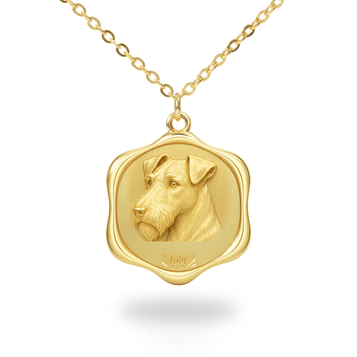 Soulyshine Lakeland Terrier Precious Paw personalized pet photo necklace - 18K Gold Vermeil front