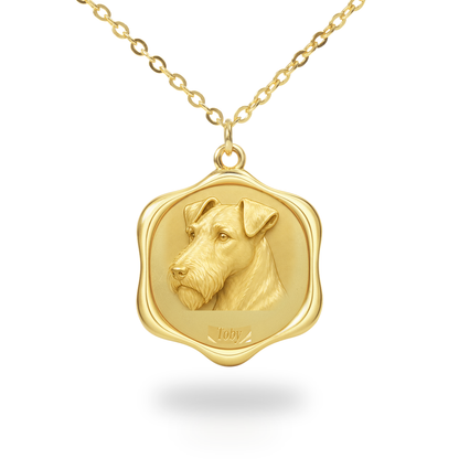 Soulyshine Lakeland Terrier Precious Paw personalized pet photo necklace - 18K Gold Vermeil front